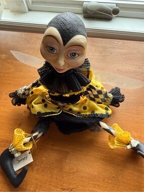 Wayne Kelski  Black & Yellow  Rare Bee Doll with Polka Dot Skirt. 13”